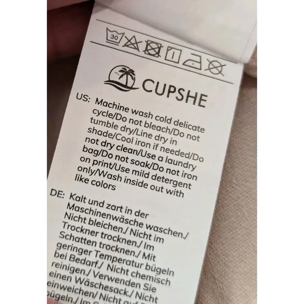 NWT Cupshe Women's Short Sleeveless Dress Ruffle Beige Size Small Beach Swim - Picture 15 of 16